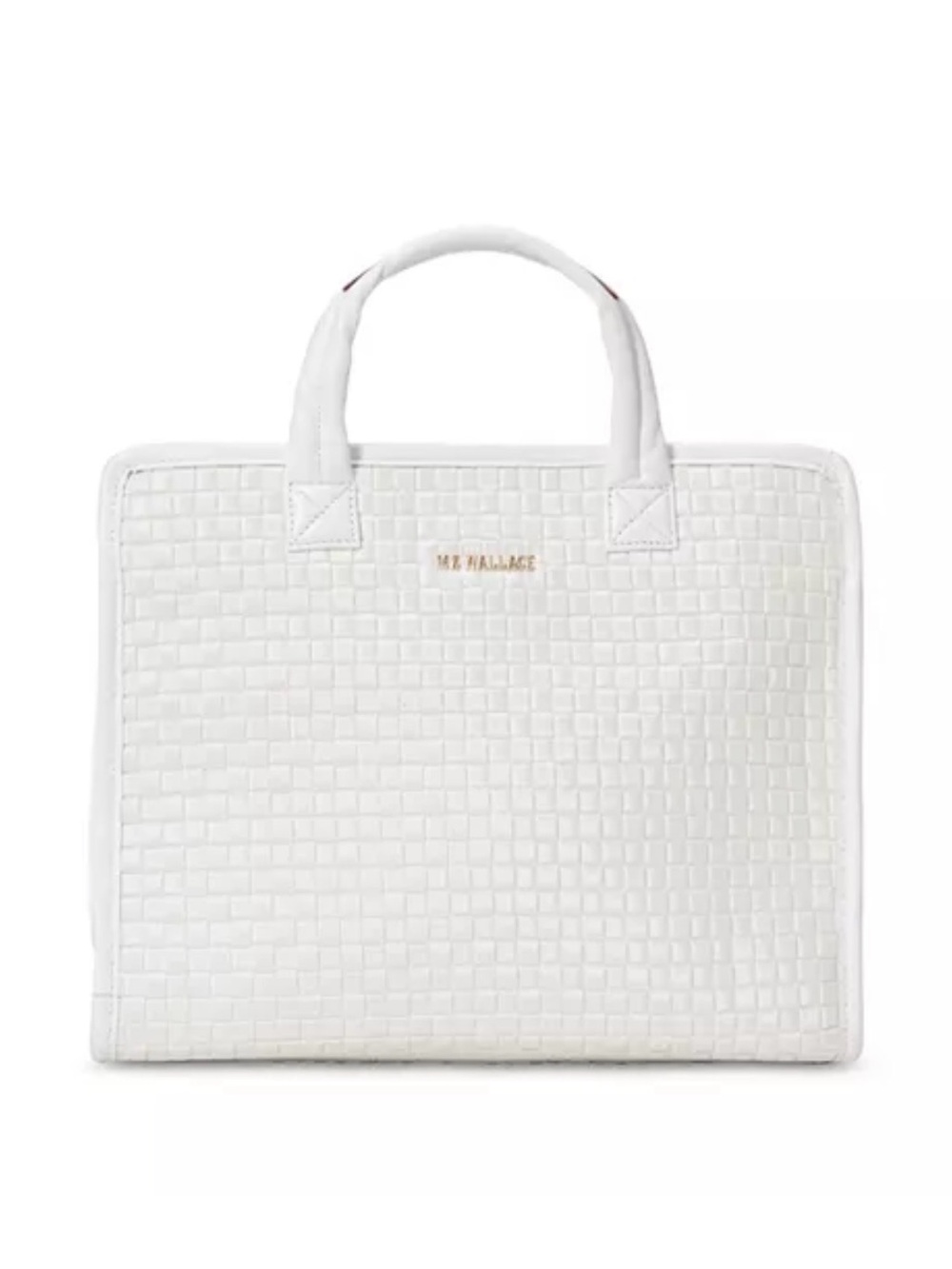 MZ Wallace Pearl White Metallic Medium Woven Box Tote